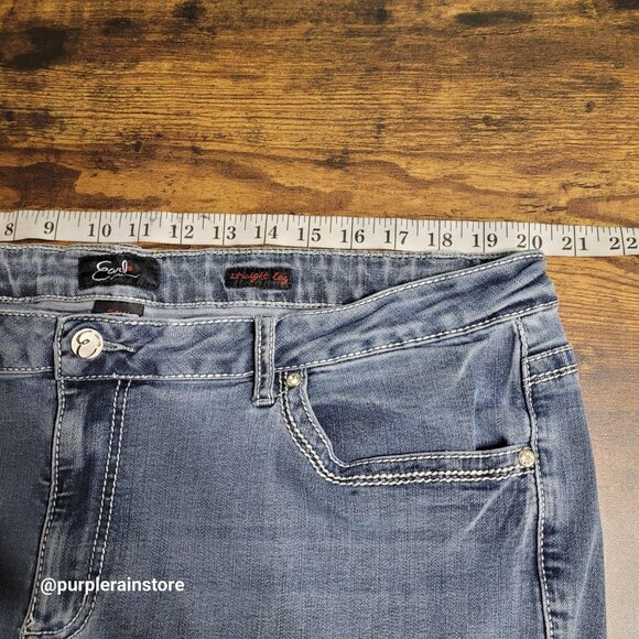 Earl Jeans 24 W Straight High Rise Thick Stitch Embellished Thick Stitch Western - Picture 7 of 13